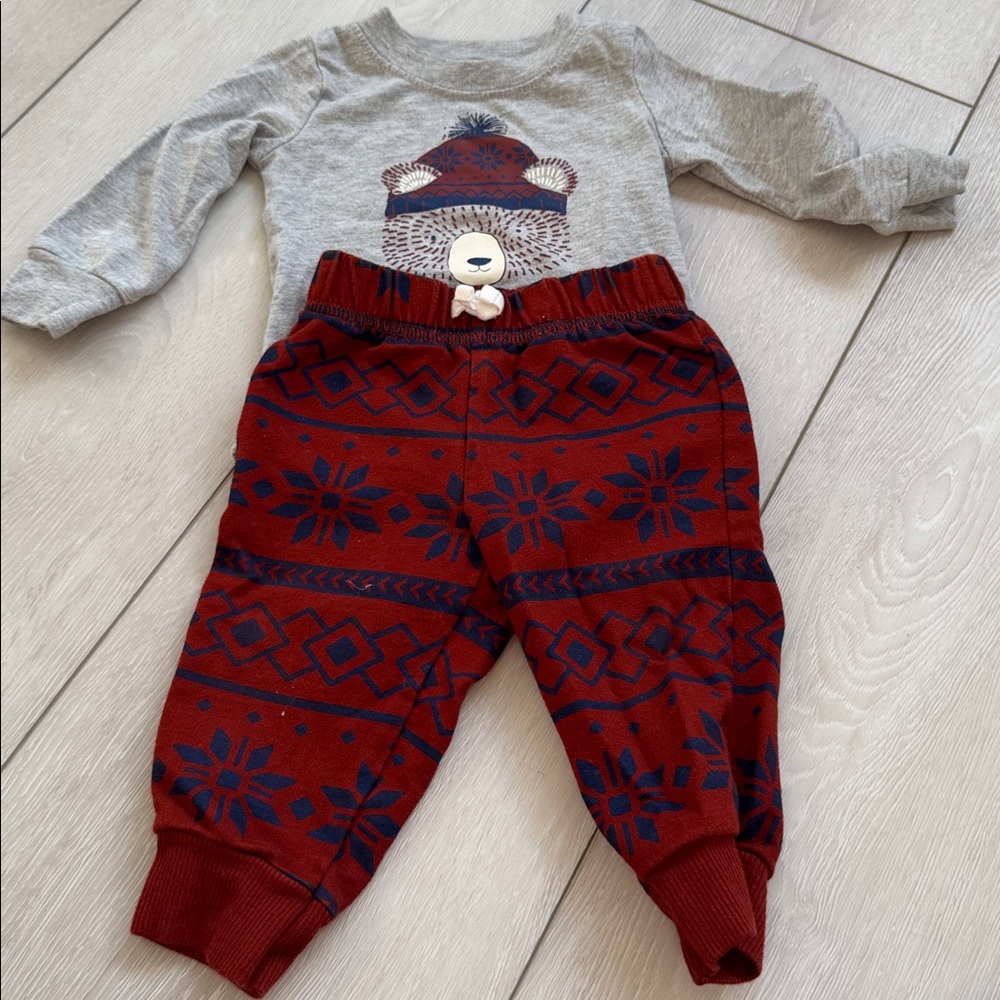 Carter's Gray and Red Bear Matching Set